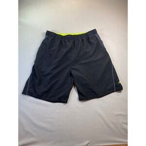 Speedo Swim Trunks Mens XL Black Neon Green Excellent Mesh Lined Board Shorts